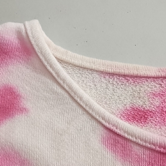 Tie-Dye French Terry Sweatshirt Top 3/4 Sleeves Drop Shoulder Boxy - Picture 10 of 13